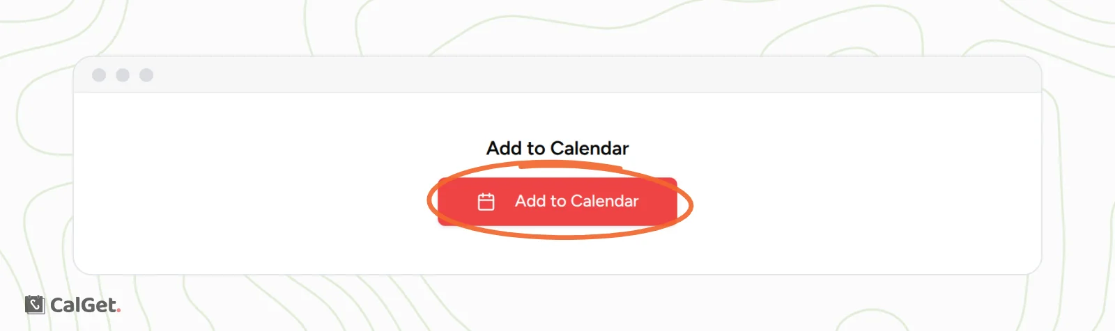 The Iframe Widget on a web page, showing an Add to Calendar heading and a red Add to Calendar button circled